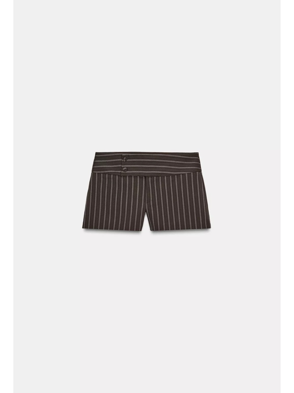 Zara Pinstripe High-Waist Shorts - Brown & Cream